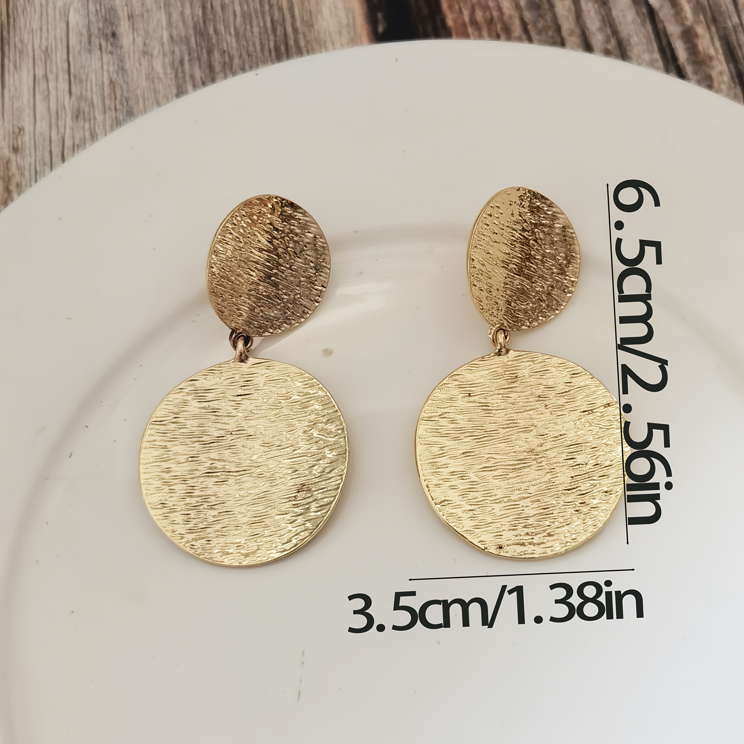 Round Pendant Geometric Clip-On Earrings, Trendy Design